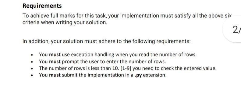 Solved Write a program in python to print the following | Chegg.com