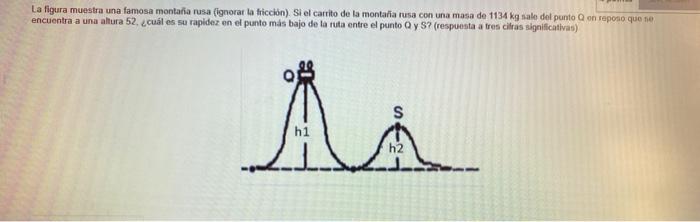 La figura muestra una famosa montah̄a rusa fignorar la fricción). Si el carrito de ta montaña rusa con una masa de 1134 kg na