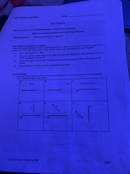 solved-name-light-reflection-and-mirrors-ray-diagrams-read-chegg