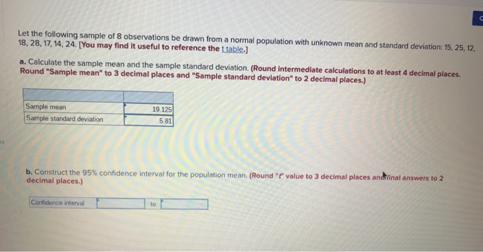 Solved Let the following sample of 8 observations be drawn | Chegg.com