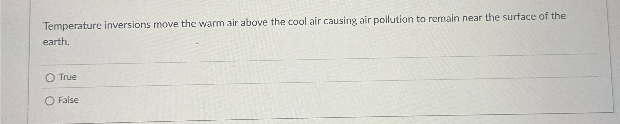 Solved Temperature inversions move the warm air above the | Chegg.com