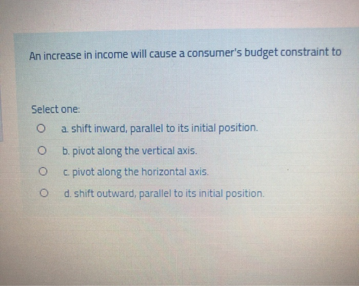 Solved An increase in income will cause a consumer's budget | Chegg.com