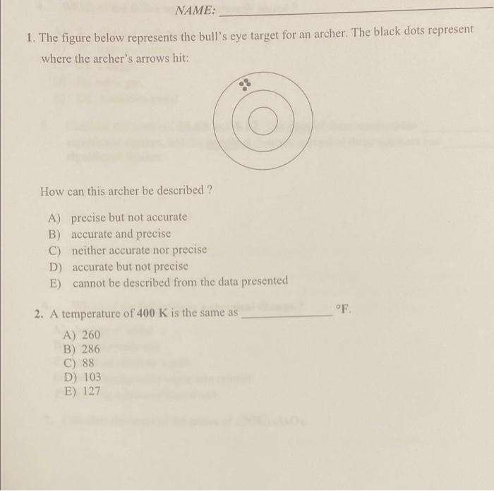 Solved NAME 1. The figure below represents the bull s eye Chegg