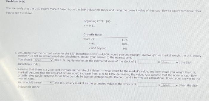 Solved You are analyzing the U.S. equity market based upon | Chegg.com