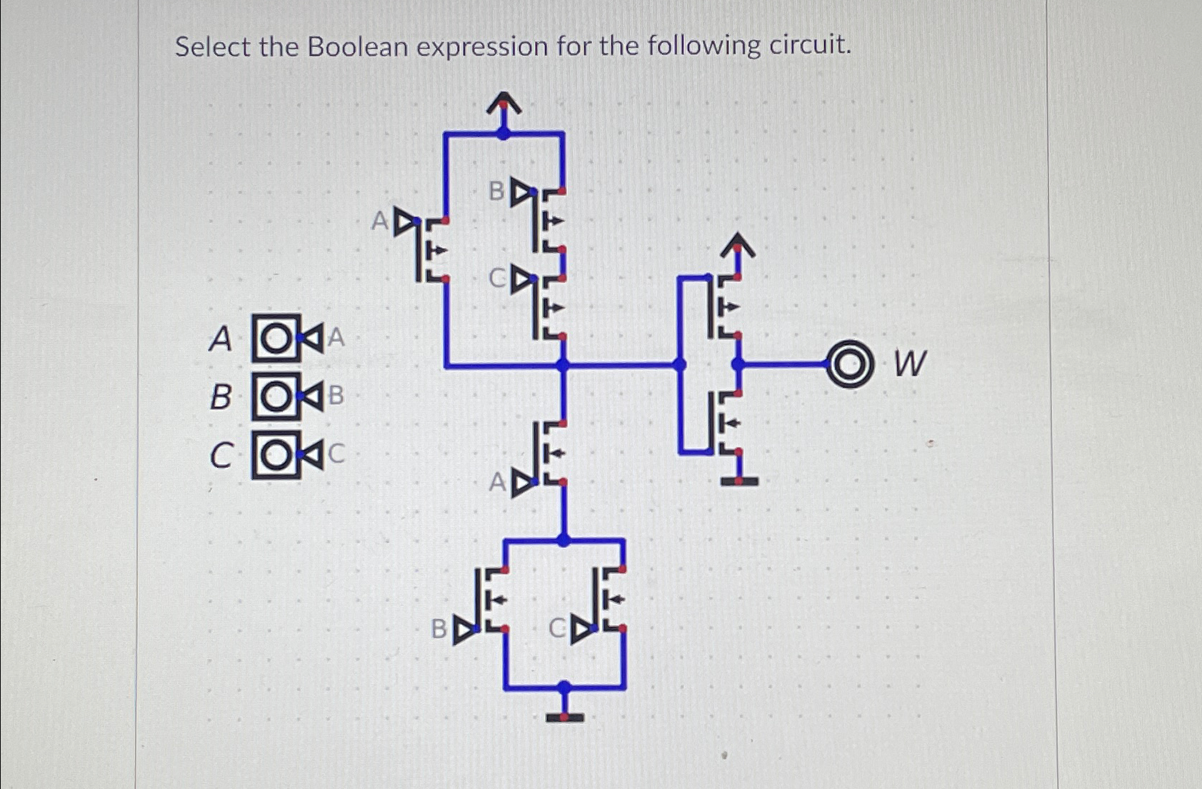 Select the Boolean expression for the following | Chegg.com