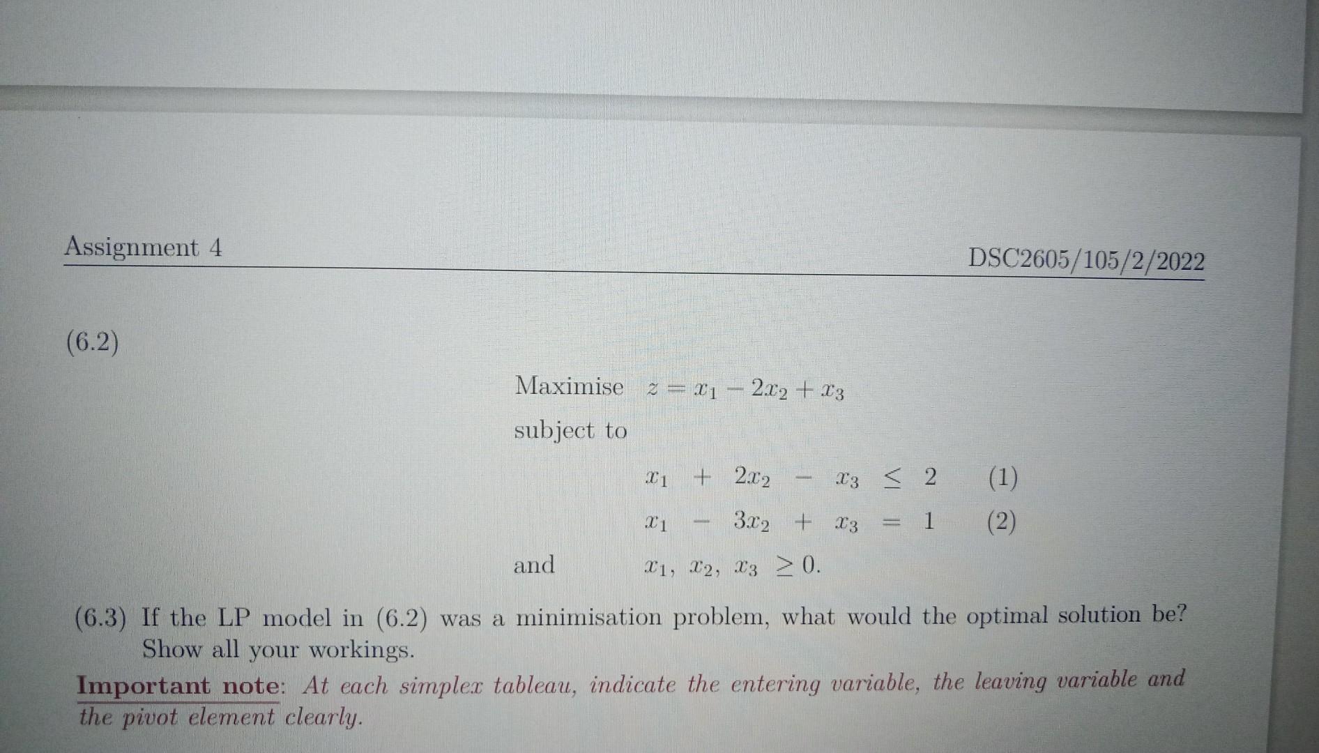 Solved Solve The Following LP Models By Using The Simplex Or | Chegg.com