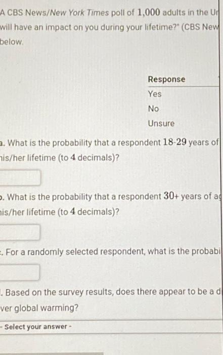 A Cbs News New York Times Poll Of Adults In The Chegg Com