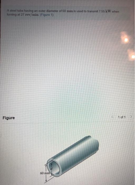 Solved A steel tube having an outer diameter of 60 nm is | Chegg.com