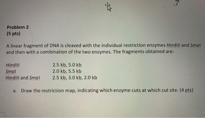 Solved .7 Problem 2 (5 pts) A linear fragment of DNA is | Chegg.com