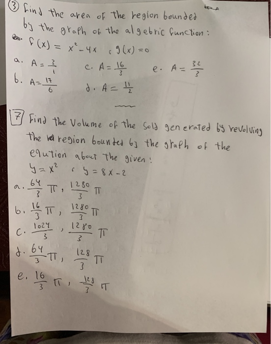 Solved Tea 3 Find The Area Of The Region Bounded E C X Chegg Com