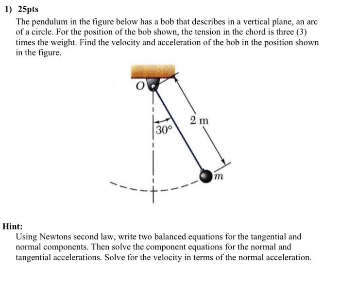 Solved 1) 25pts The Pendulum In The Figure Below Has A Bob | Chegg.com