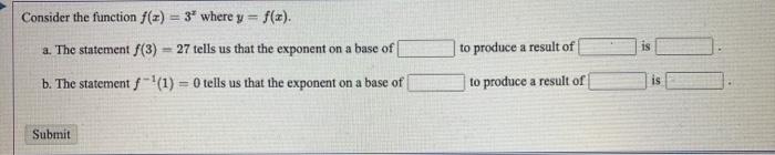 Solved Consider the function f(x) = 3* where y = f(x). a. | Chegg.com