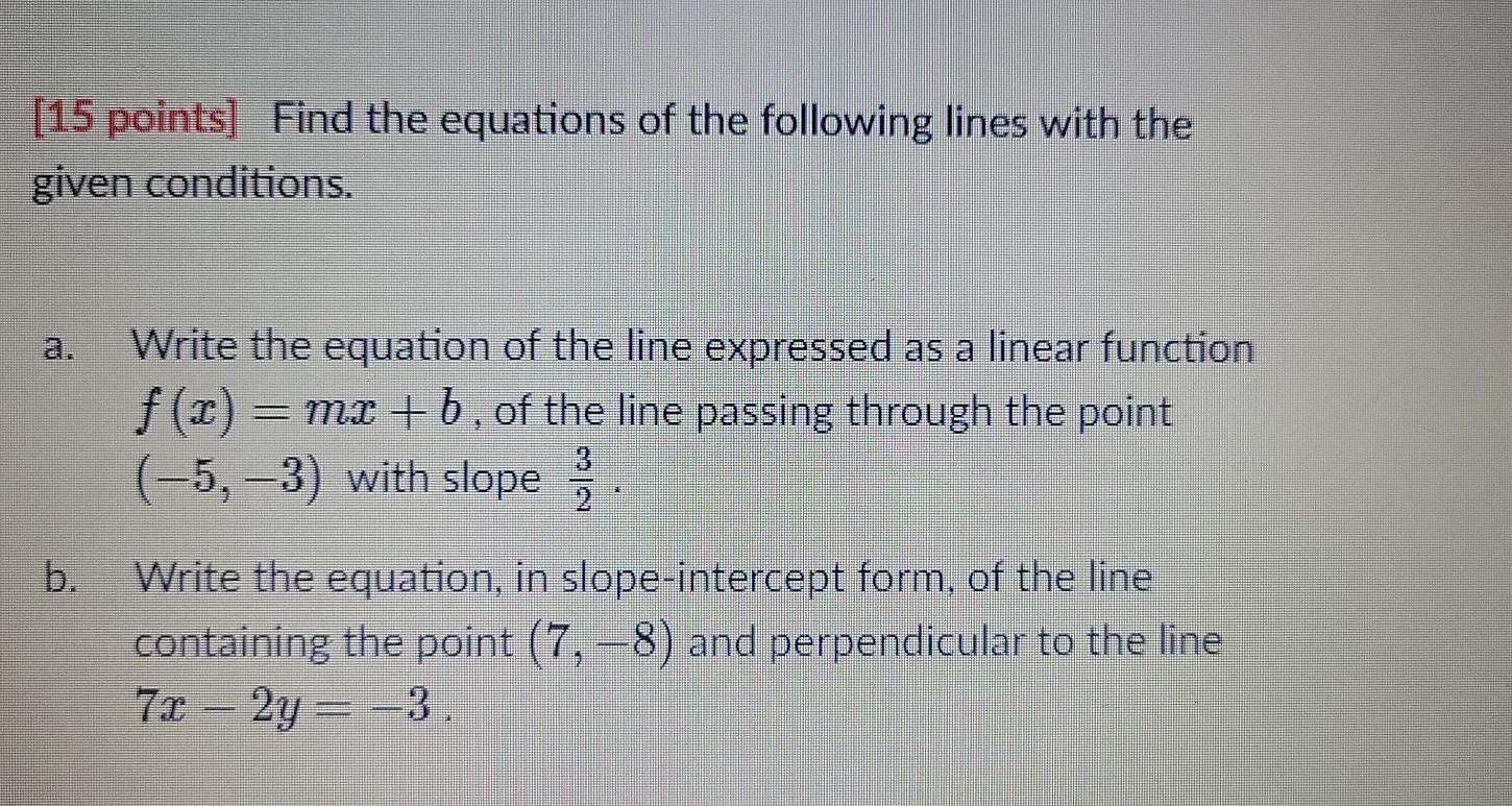 Solved Find the equation of the line shown in the graph in | Chegg.com