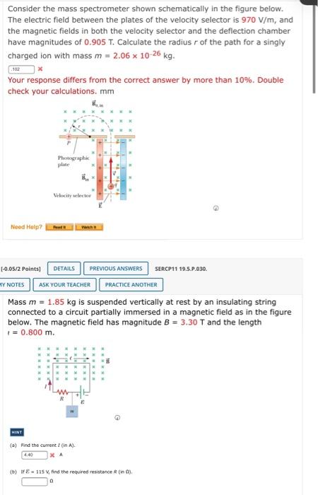 Solved Consider The Mass Spectrometer Shown Schematically In | Chegg.com