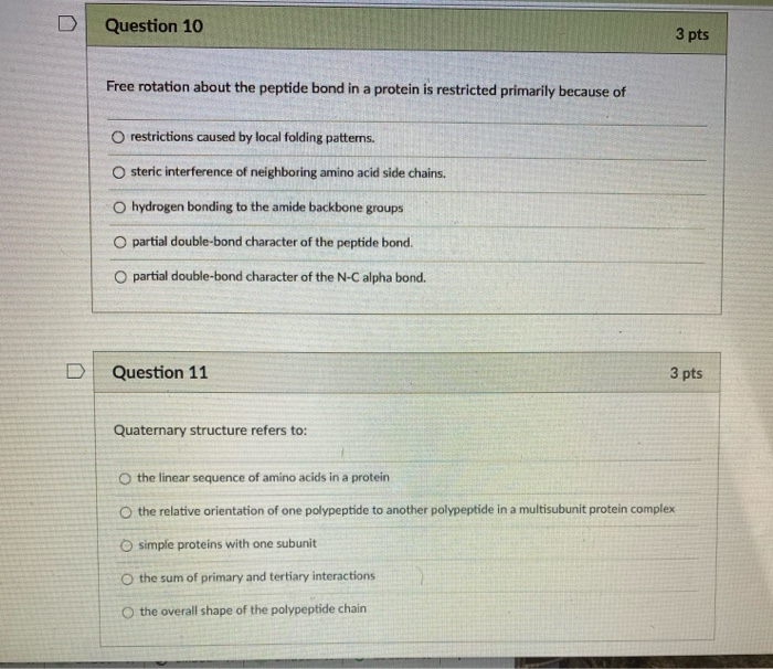 Solved Question 10 3 Pts Free Rotation About The Peptide 