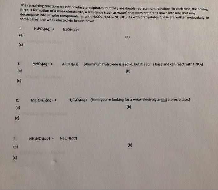 Solved Name 7.3 -Double Displacement Reactions Worksheet 1. | Chegg.com