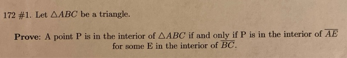 Solved 172 #1. Let AABC be a triangle. Prove: A point P is | Chegg.com