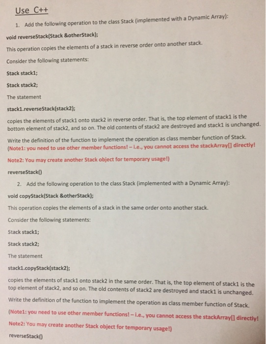 Solved Use C++ 1. Add the following operation to the class | Chegg.com