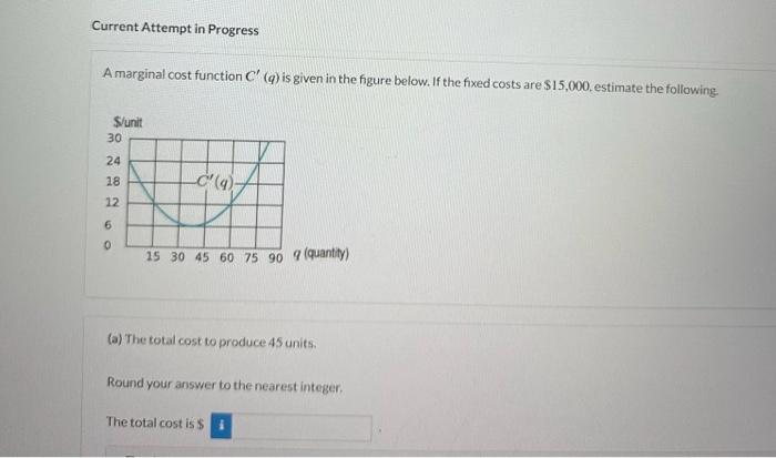 Solved A marginal cost function C′(q) is given in the figure | Chegg.com
