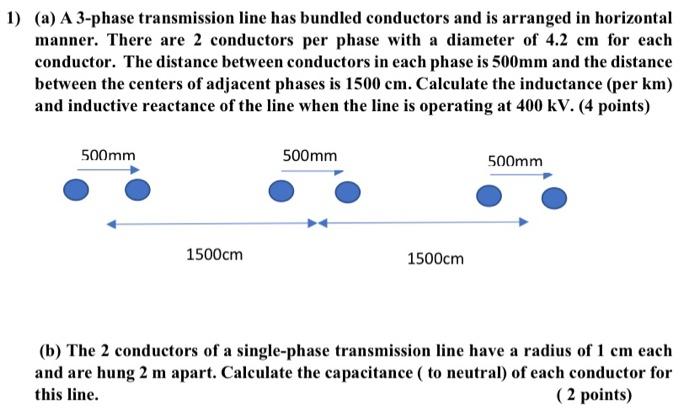 Solved A A 3 Phase Transmission Line Has Bundled 1068