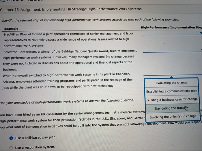 Solved ter 16: Assignment: Implementing HR Strategy: | Chegg.com