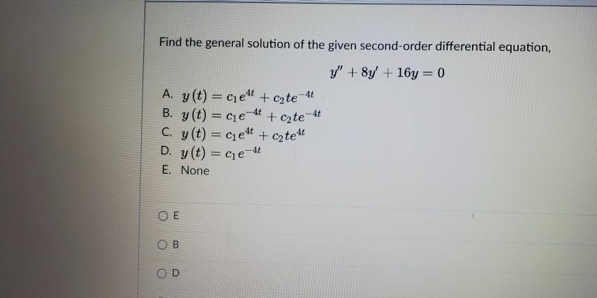 Solved Find The General Solution Of The Given Second-order | Chegg.com