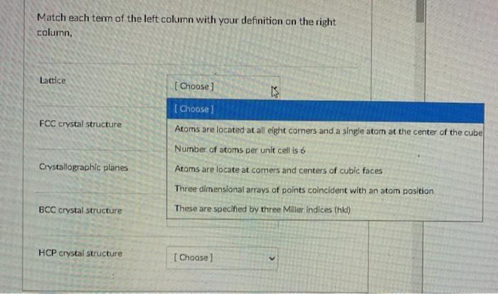 Solved Match each term of the left column with your | Chegg.com