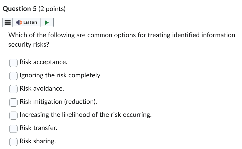 Solved Question 5 (2 ﻿points)Which of the following are | Chegg.com