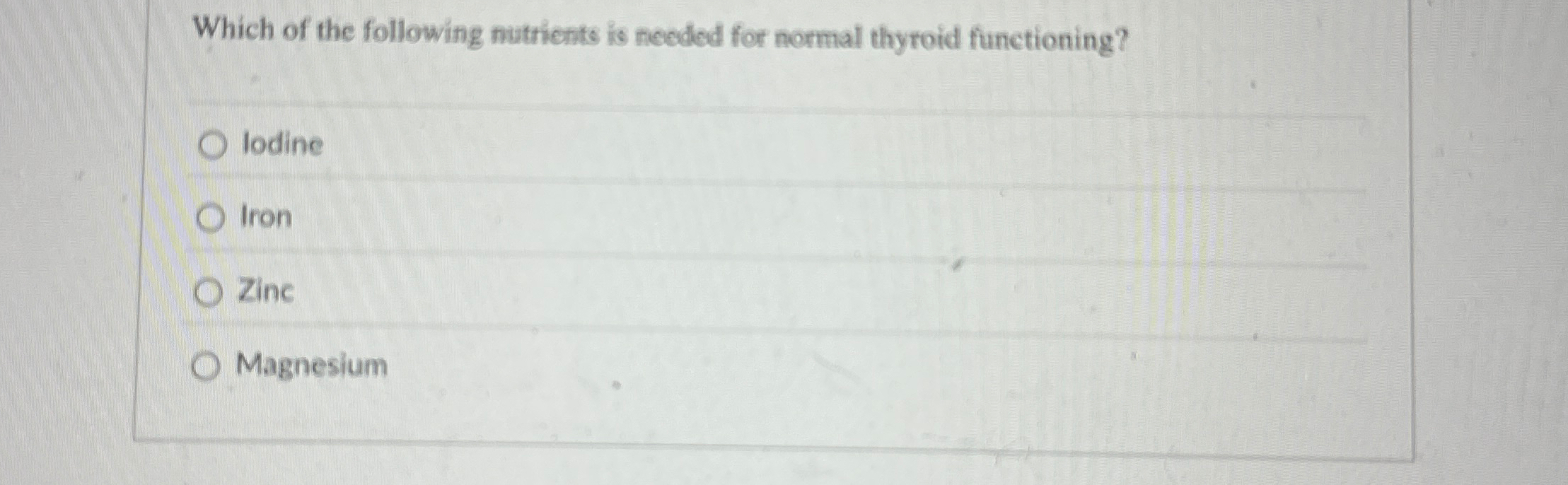 Solved Which of the following nutrients is needed for normal