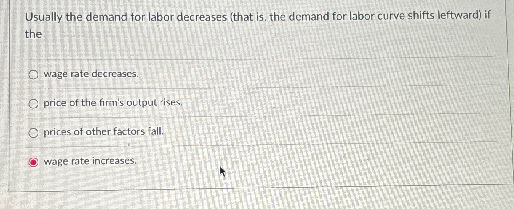 Solved Usually the demand for labor decreases (that is, ﻿the | Chegg.com