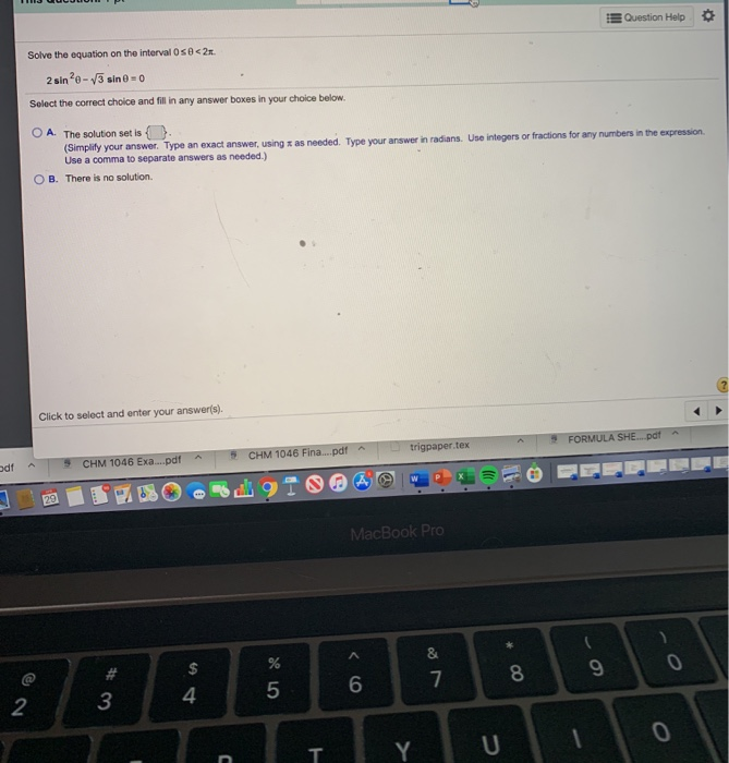 Solved Question Help Solve the equation on the | Chegg.com