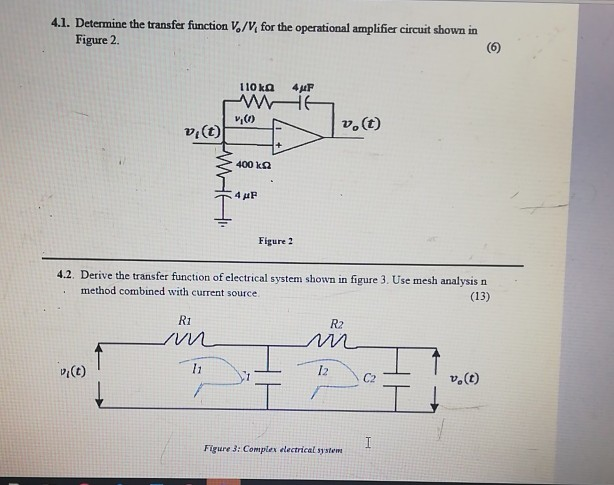 Solved 4.1. Determine the transfer function V/V, for the | Chegg.com