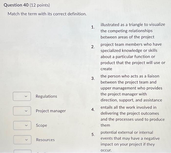 Solved Match the term with its correct definition. 1. | Chegg.com