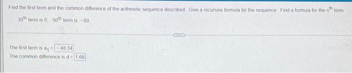 Solved find the first term, common difference, recursive | Chegg.com