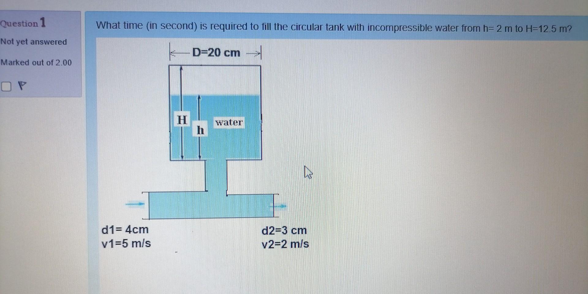 Solved Question 1 What time in second) is required to fill | Chegg.com