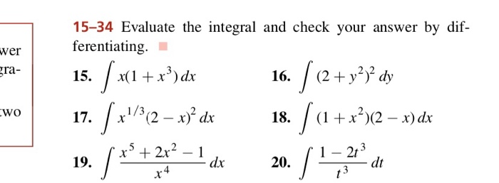 Solved 15-34 Evaluate the integral and check your answer by | Chegg.com