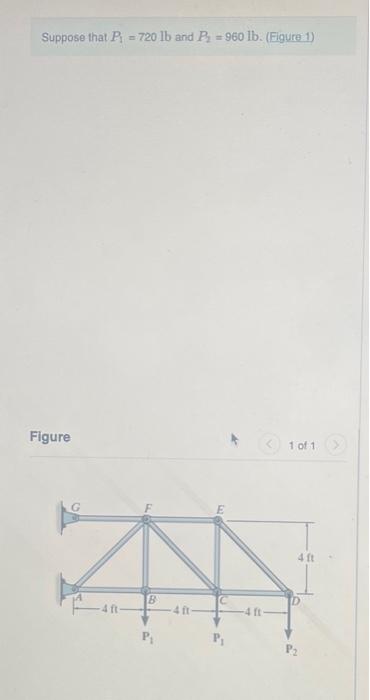 Solved Suppose That P1=720lb And P2=960lb. (Figure 1)Suppose | Chegg.com