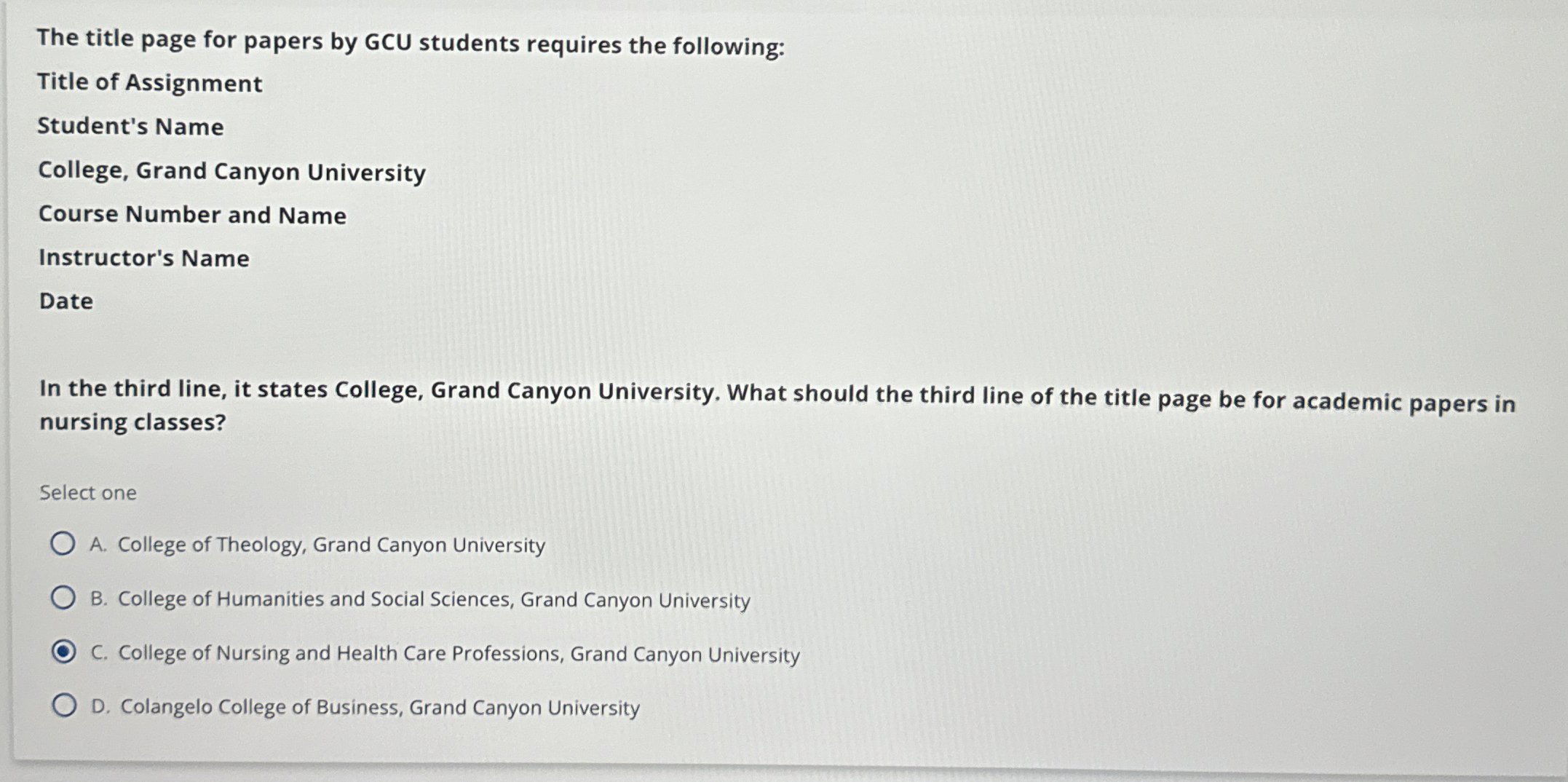Solved The title page for papers by GCU students requires | Chegg.com