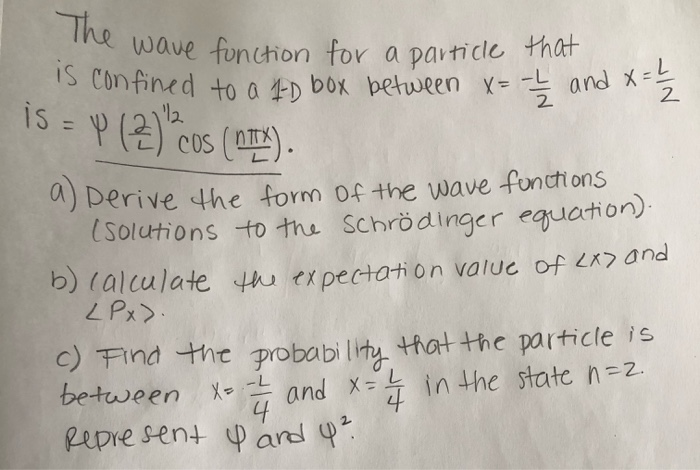 Solved The wave the wave function for a particle that is | Chegg.com
