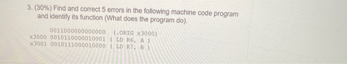 3. (30%) Find and correct 5 errors in the following | Chegg.com
