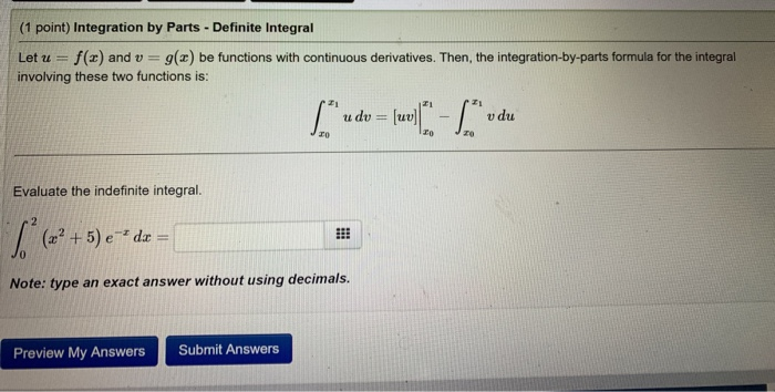 integration by parts definite integral