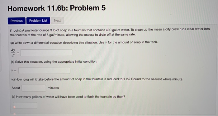 Solved Homework 11.6b: Problem 1 Previous Problem List Next | Chegg.com