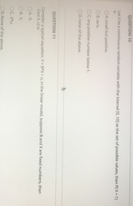 Solved QUESTION 10 Let X be a continuous random variable | Chegg.com