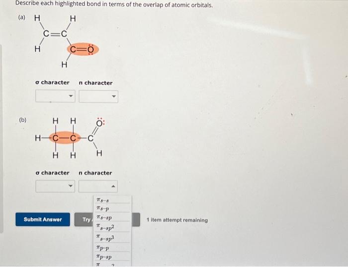 Solved Describe each highlighted bond in terms of the | Chegg.com