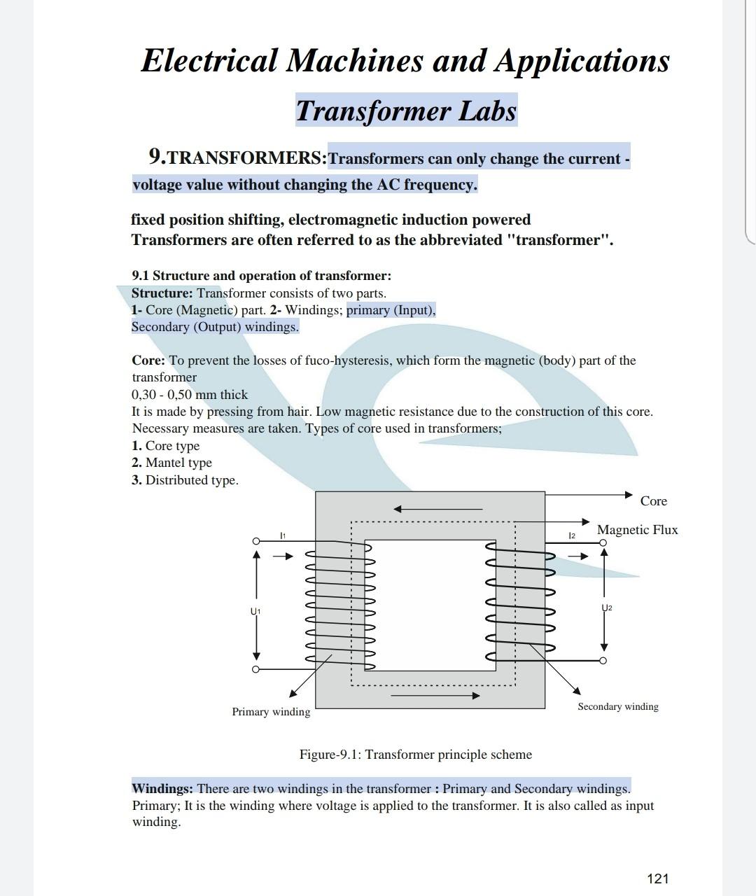 Electrical Machines and Applications Transformer Labs | Chegg.com