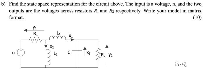 Solved B) Find The State Space Representation For The | Chegg.com