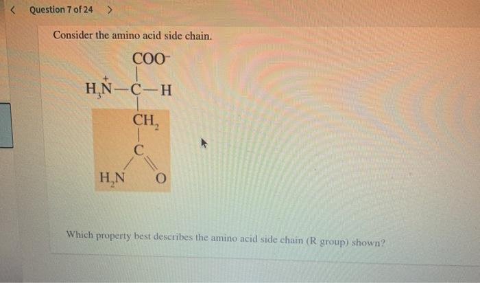Solved Question 7 of 24 > Consider the amino acid side | Chegg.com