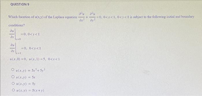 Solved Which fucntion of u(x,y) of the Laplace equation | Chegg.com