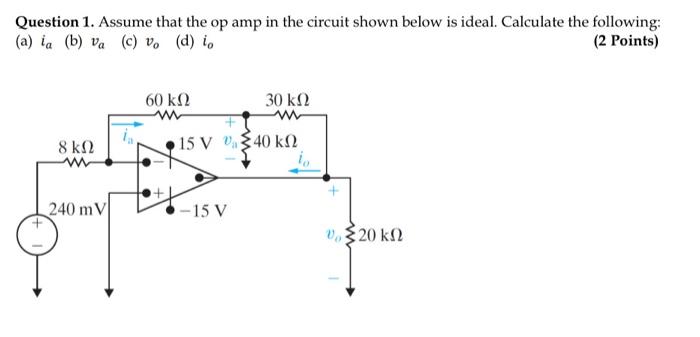 Solved Question 1. Assume That The Op Amp In The Circuit | Chegg.com