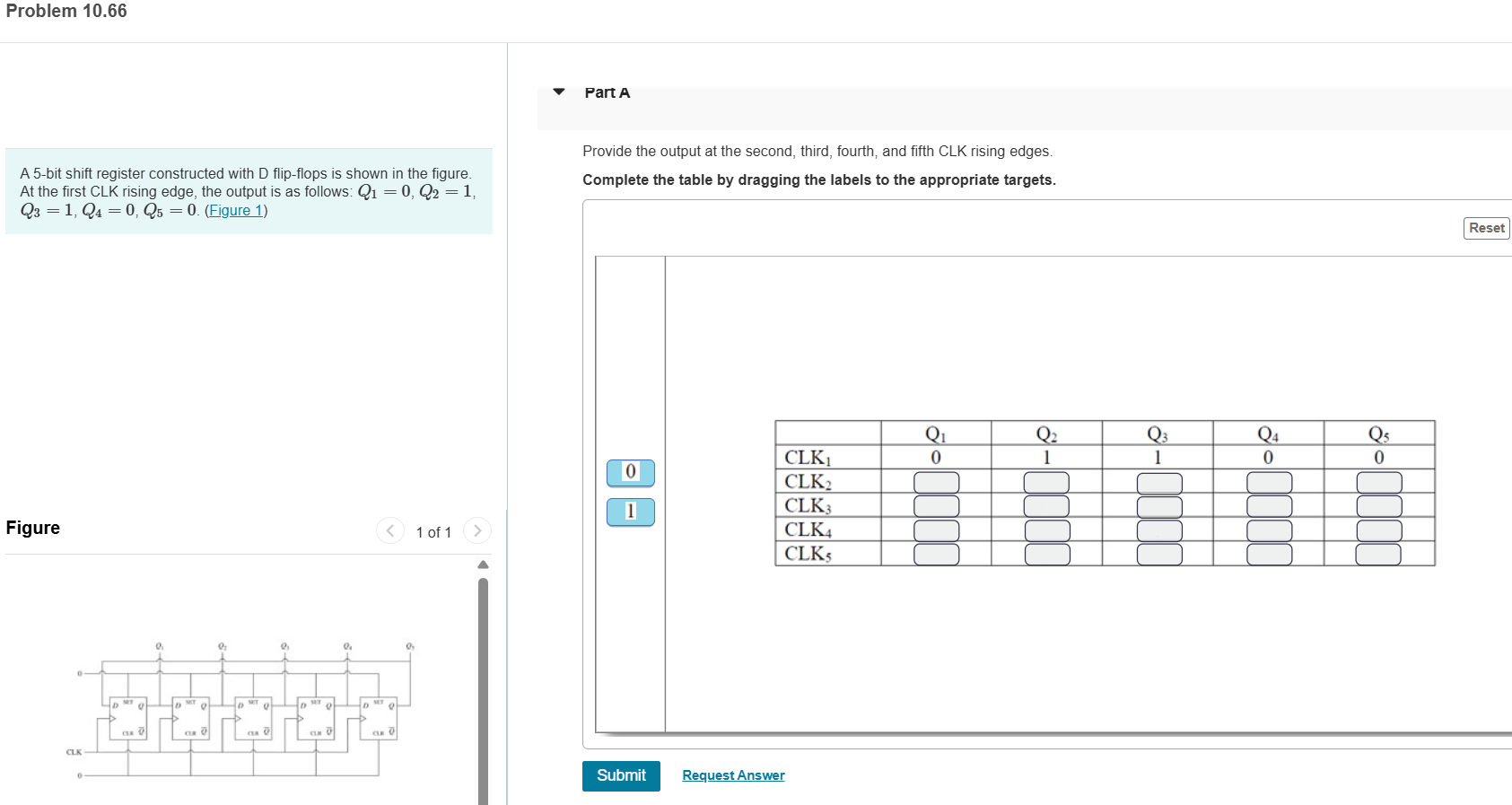 Solved Part A A 5-bit shift register constructed with D | Chegg.com